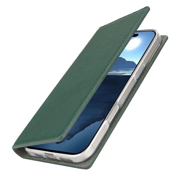 Til iPhone 17 Pung Etui Ægte Koskind Telefoncover Litchi Tekstur A