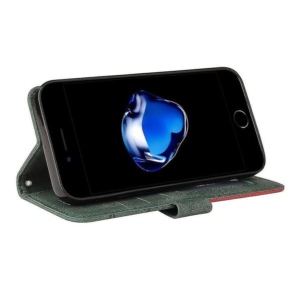 Etui til iPhone SE /8/7 Læderpung Bog Flip Folio Stativ Visningscover - Grøn A