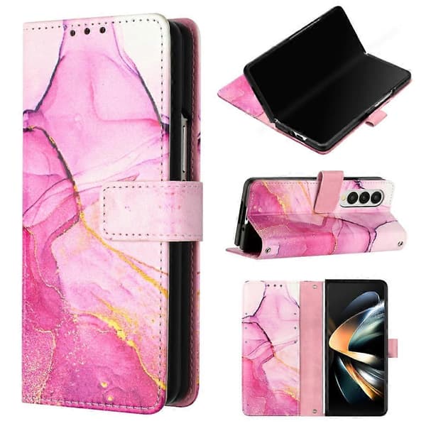 För Samsung Galaxy Z Fold4 PT003 Marmormönster Flip Läderfodral