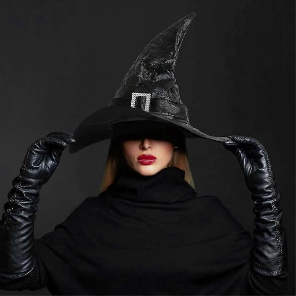 Sorte heksehatte Halloweenhatte til voksne børn Halloweenpynt Heksehatte til kvinder Halloweentilbehør A