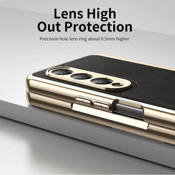 Integreret guldsølvbrokadebelægning telefoncoverSortTil Samsung Galaxy Z Fold3