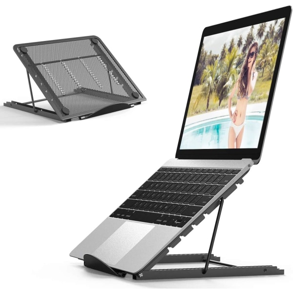 Laptopställ, Ventilerat Laptopställ, Justerbart Ergonomiskt Laptopställ Lättviktsbart hopfällbart sängbord för MacBook Air Pro, PC, iPad, Notebook,