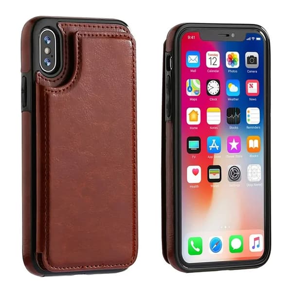 IPhone Xs IPhone X Pung Etui med Kortholder, Dobbelt Magnetisk Lås