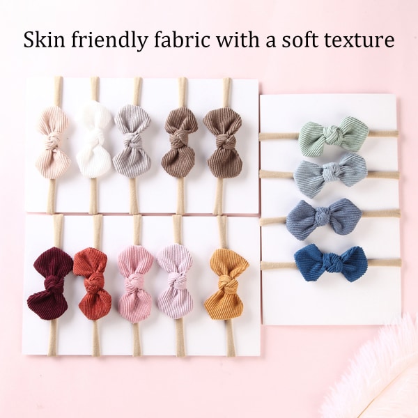 14 st baby rosett pannband turban knuten, flickors hårband för