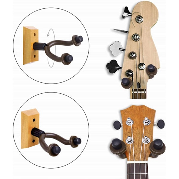 Gitarrväggfäste, V-formade gitarrkrokar med roterbar design för akustisk elbas klassisk ukulele, gitarrhängare väggkrokshållare i stål