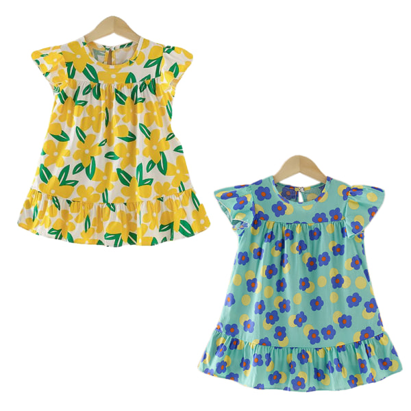 Toddler Sommarblommig klänning Solklänning Småflickor Casual D