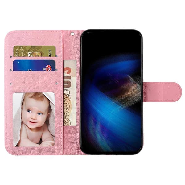 För iPhone 17 Pro Max Plånboksfodral med 3D-mönstertryckt läder och rem A