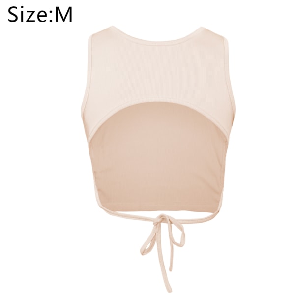 Ärmlös väst Crop Tank Top Casual Crew Neck Binding Crop Top