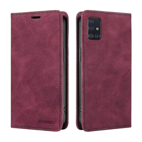 Fodral till Samsung Galaxy A51 4G Läder Folio Plånbok Magnetiskt Skydd...Röd