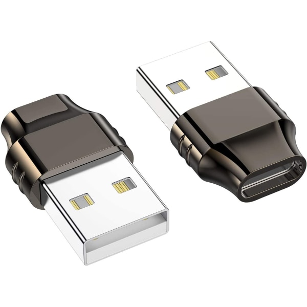 USB C-hunn til USB-hann-adapter, (2-pakning) Type C til USB A