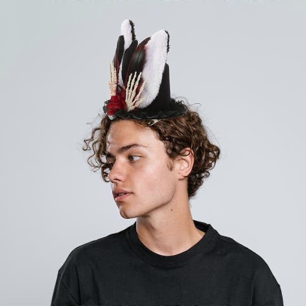 Kaninøre Halloween Lille Tophat til Halloween 1 Styk Sort Kostume A
