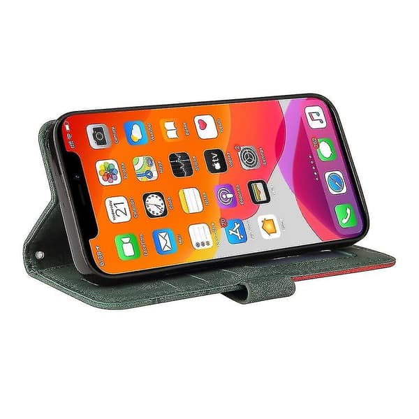 Etui til iPhone 11 Pro Læderpung Bog Flip Folio Stand View Cover - Grøn A