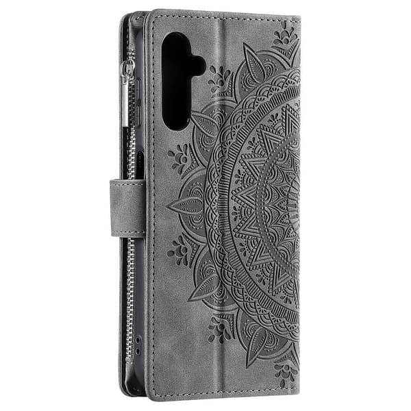 Multi-Card Totem Lynlås Læder Telefoncover Grå Til Samsung Galaxy A16 5G