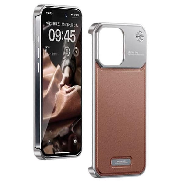 Kompatibel med iPhone 15 Pro Max Magnetisk Etui Aromaterapi Aluminiumlegering Læder Bagside Telefoncover A