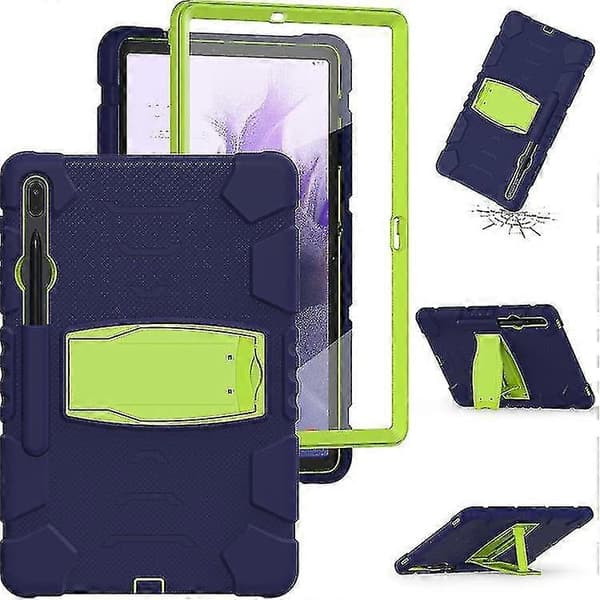 För Samsung Galaxy Tab S7+/ Tab S7 Fe / Tab S8+ 3-lagers skyddsskärmram + PC + silikonkombinationsfodral med hållare A
