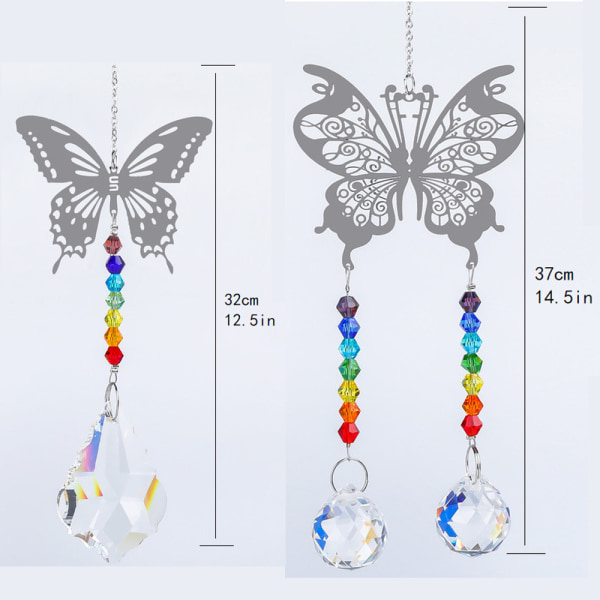 2pcs Butterfly Crystal Glass Ball Prism Sun Catcher for