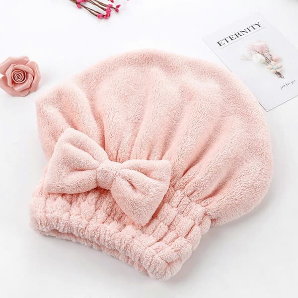 2 stk. koralfleece hårtørringshat sløjfe badehåndklæde hurtigtørrende hårturban A