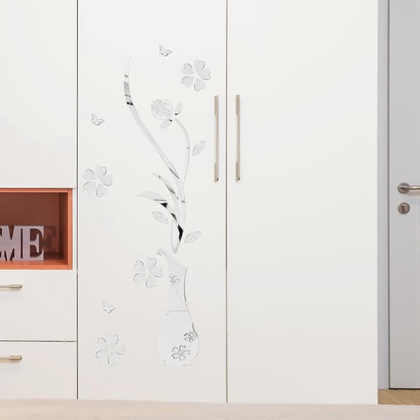 Akryl Spegel Väggdekal Dekorativ Plommonblomdesign för Sovrum och Vardagsrum 1 Set A