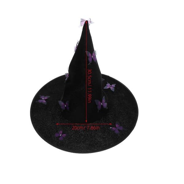 Halloween Heksehat Elegant Sommerfugledekoration til Pynt A