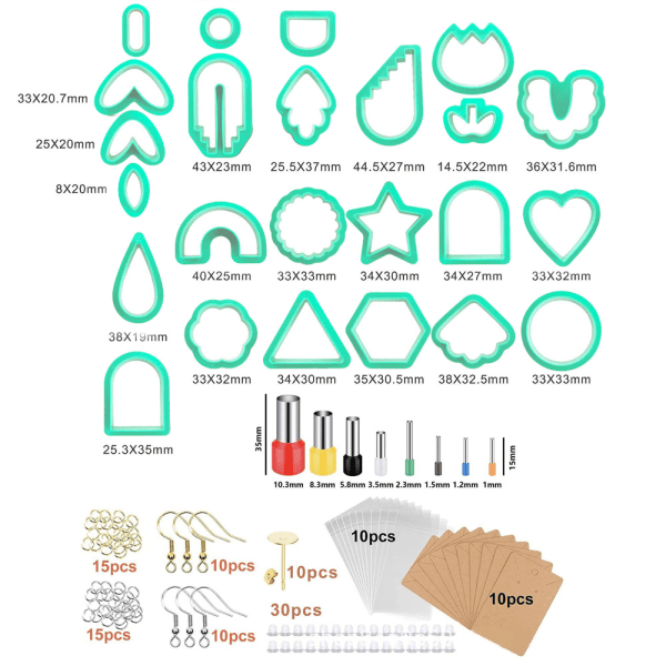 24 muotoa polymeerisavileikkuria, 142 DIY-korvakorunvalmistussarja