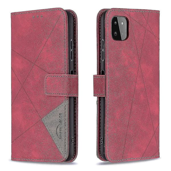Etui til Samsung Galaxy A22 5g, Premium PU-skinn Folio-deksel Magnetisk Rød A
