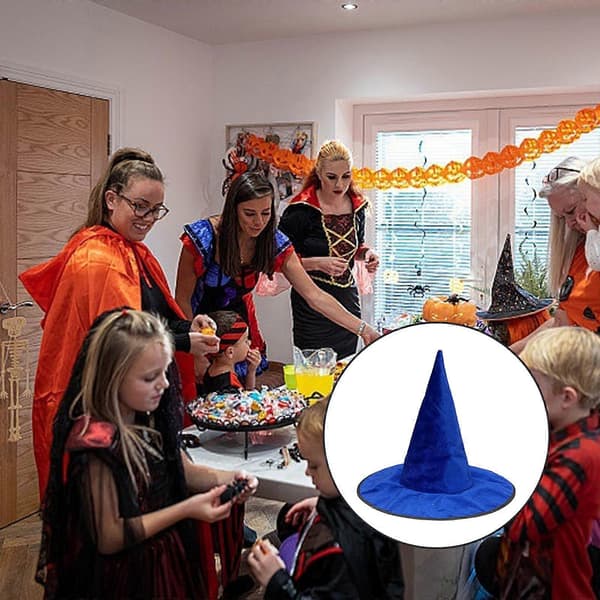 Halloween Heksehatt Trollmannhetter for kvinner Jenter Trollmann Cosplay Kostyme Tilbehør Bredbremmet Spiss Hatt Gaver Grå A