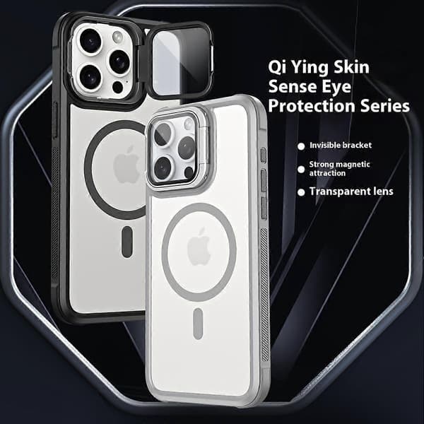 För iPhone 16 Pro Max Kompatibel med MagSafe Linsskydd Kickstand Matt Baksida