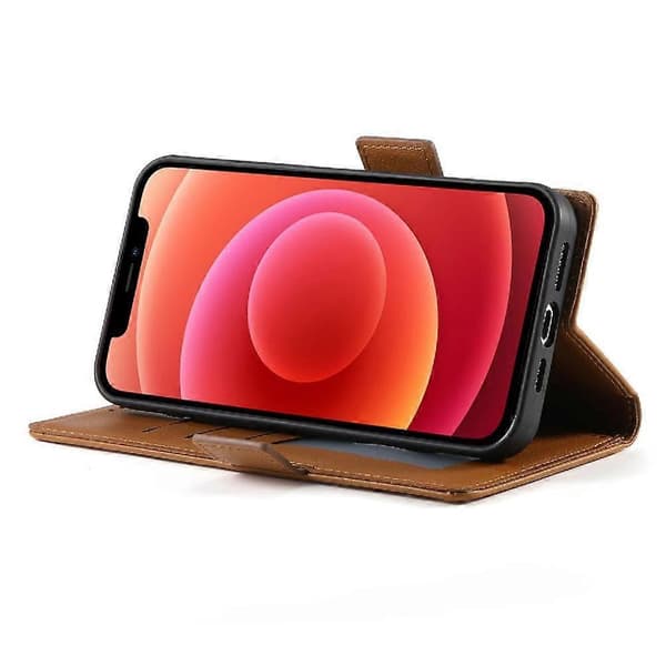 Flip-etui til iPhone 12 Kortpladser Daglig Brug Pung Forretning FlipBrun
