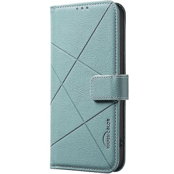 Geometriskt mönster RFID Läder Telefonfodral (Grön, För Samsung Galaxy S23 Ultra 5G)