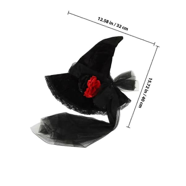 Halloween-noitahattu koristeeksi, harso, musta asu, Halloween-hattu A