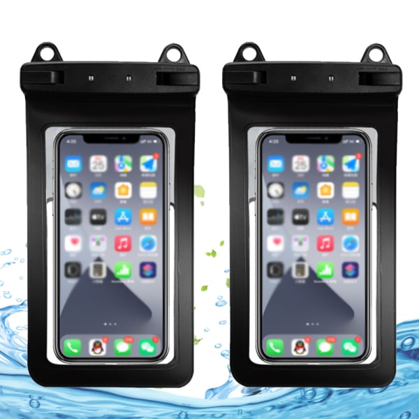 2 STK vandtæt mobiltelefontaske med snor er kompatibel