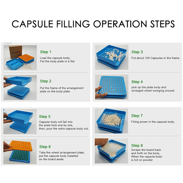 100 Holes Empty Capsule Filler With Powder Spreader Plates Capsules Filling Tool 000#