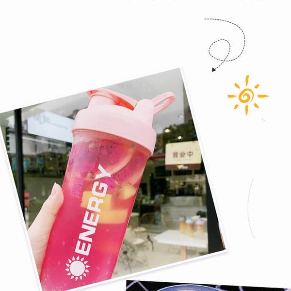KAGAYD 1-pack (500ml/700ml) 28 Oz proteinshakerflaskor kompatibla med proteinblandningar, 2x vispar, läckagesäkra koppar A