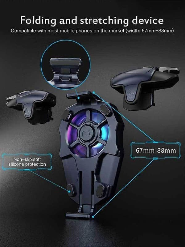 AK03 2-i-1 Telefonradiator med RGB-lys Telefonkøleventilator Gaming Controller Joystick