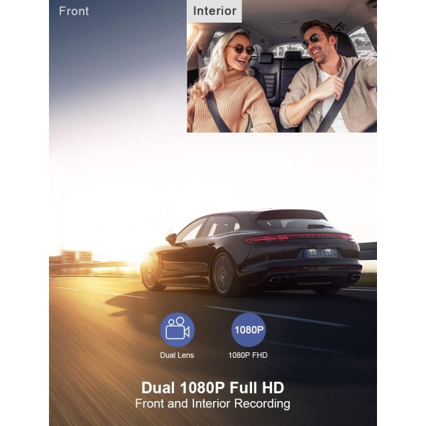 Dual Dash Cam front og indvendig 1080P Dual Dash Cam til biler Front indvendig Dash Cams til biler med infrarødt nattesyn, parkeringsmonitor til lastbil og