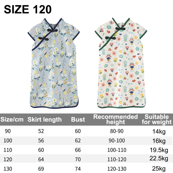 Girls Qipao Cheongsam Dress, Toddler Girls Summer Floral Dress L