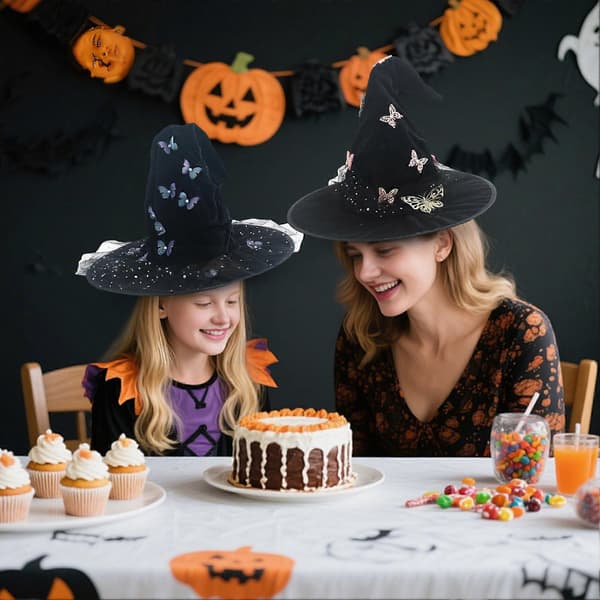 Justerbar Fjärils-Häxhatt för Halloween Cosplay-fest A
