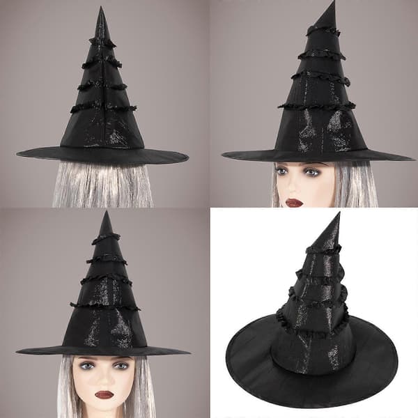 Håndlavede heksehatte bandager edderkopper troldmandshat voksen Halloween festhat velegnet til Halloween og rollespil sort A