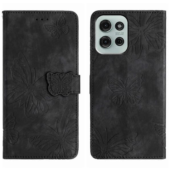 Hudfølelse præget sommerfugl læder telefoncover