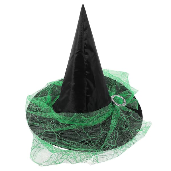 Halloween Häxhatt med Slöja för Cosplayfest Grön A