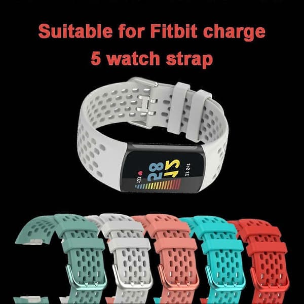 Til Fitbit Charge 5 Rem Silikone Sportsbånd Åndbar