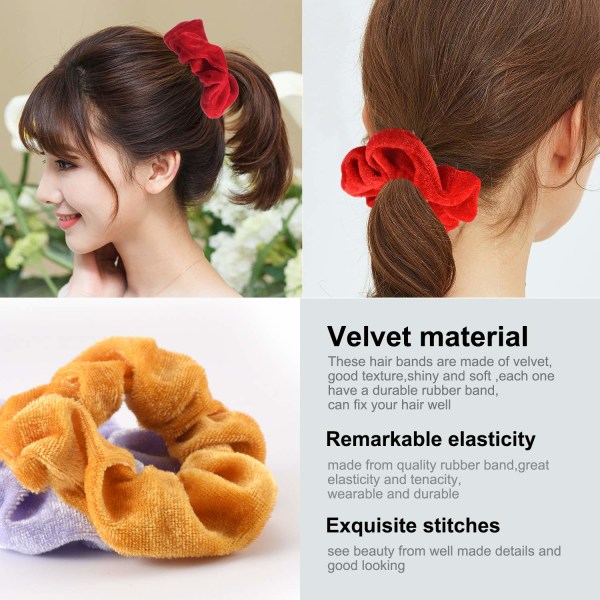 60 st Premium Velvet Hair Scrunchies Hårband för kvinnor eller Gi