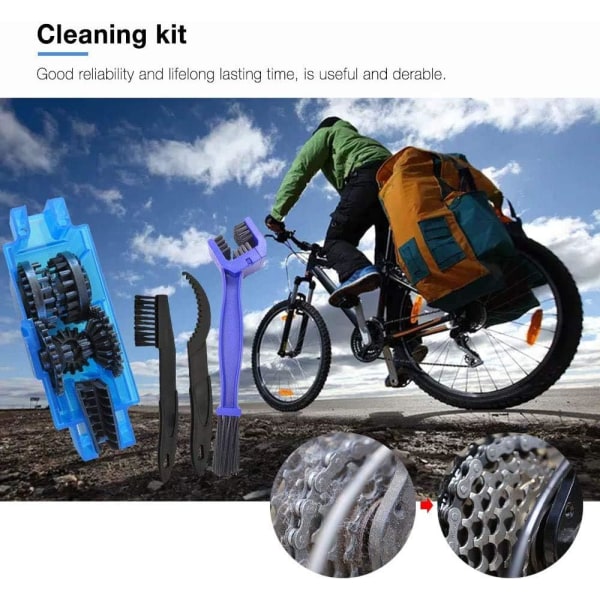 Rengöringssats för cykelkedjor, kedjerengöringsanordning, rengöringsskurborste för alla typer av rengöring av cykelkedjor