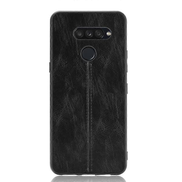 Til LG K50S Stødsikkert syet ko-mønster skin PC + PU + TPU etui sort