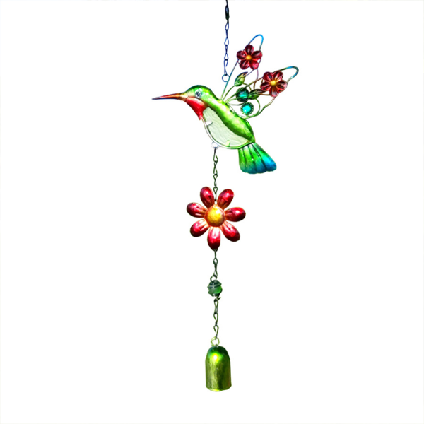 Flower Wings Hummingbird Bell Ornament Handmålade färgglas