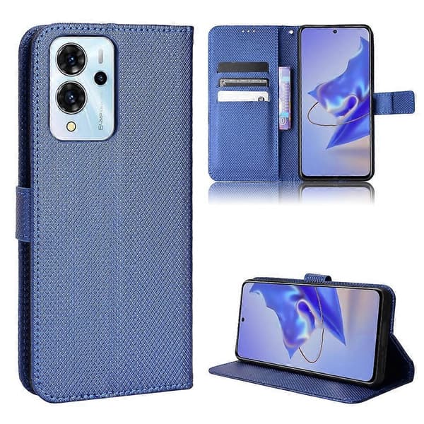 ZTE Blade V40 Pro Diamond Texture -nahkainen puhelinkotelo, sininen