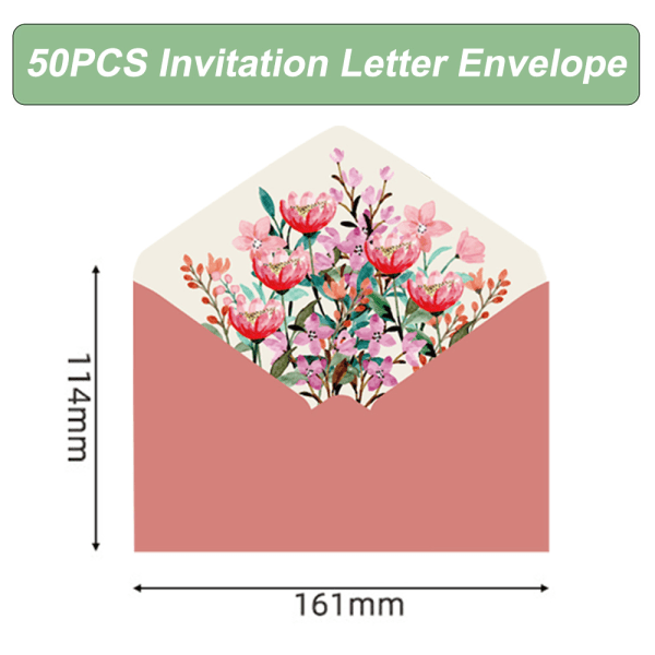 Blommiga papperskuvert för inbjudningar, tackkort och