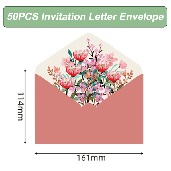 Papper Blommiga Kuvert för Inbjudningar, Tackkort och