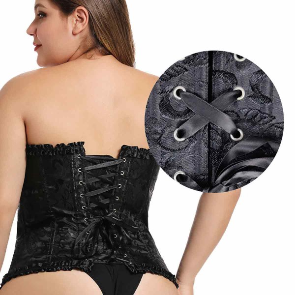 Kvinders snørebånd med udbenet overbust korset Bustier Lingerie Bodyshaper Top XXL