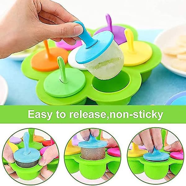 Silikone ispindeform sæt af silikone ispindeform isforme med farverige plastikpinde non-stick isterningbakker DIY frosne ispopforme A
